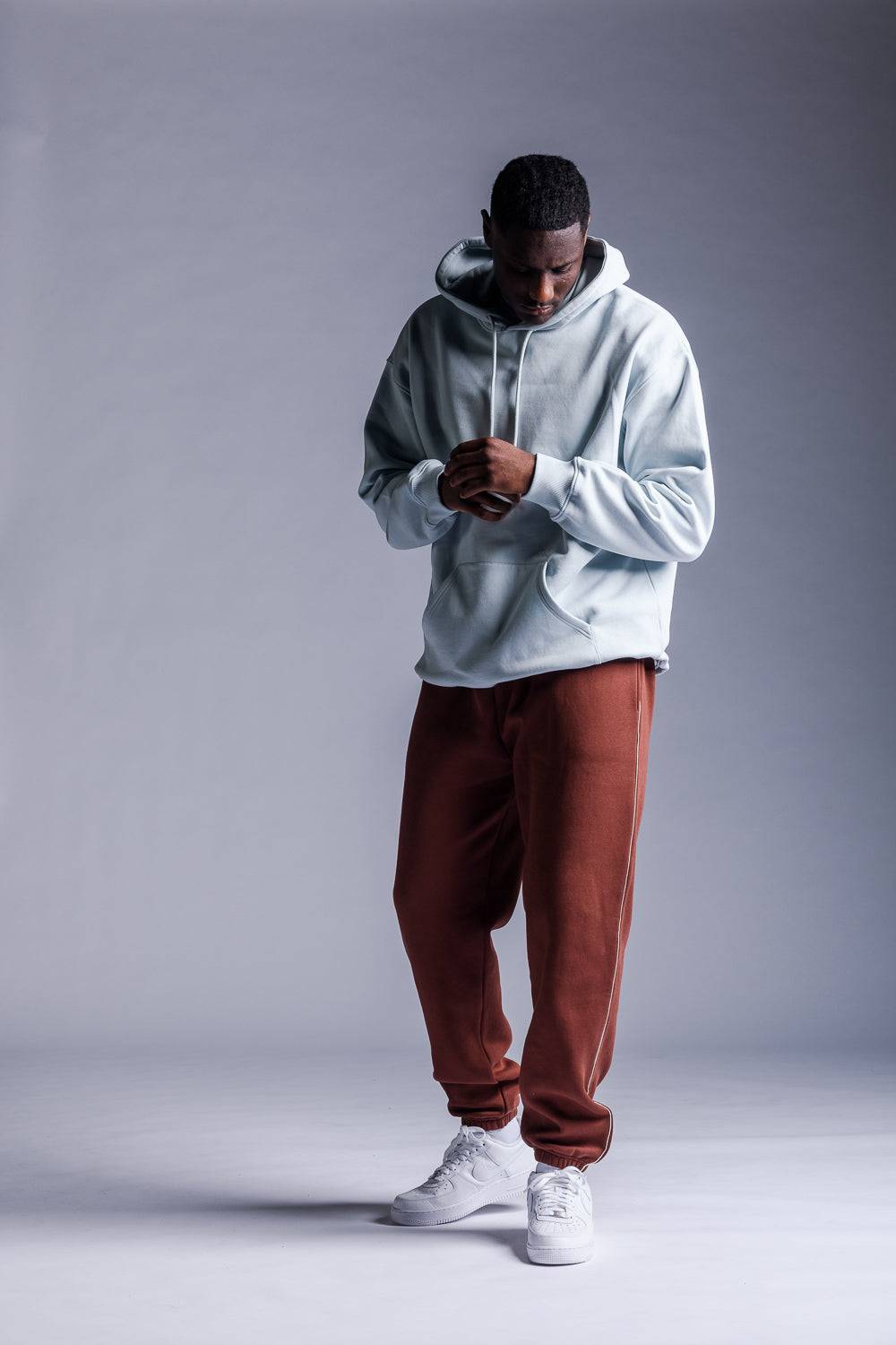 Karo Kauer Hoodie Ice Blue im Angebot