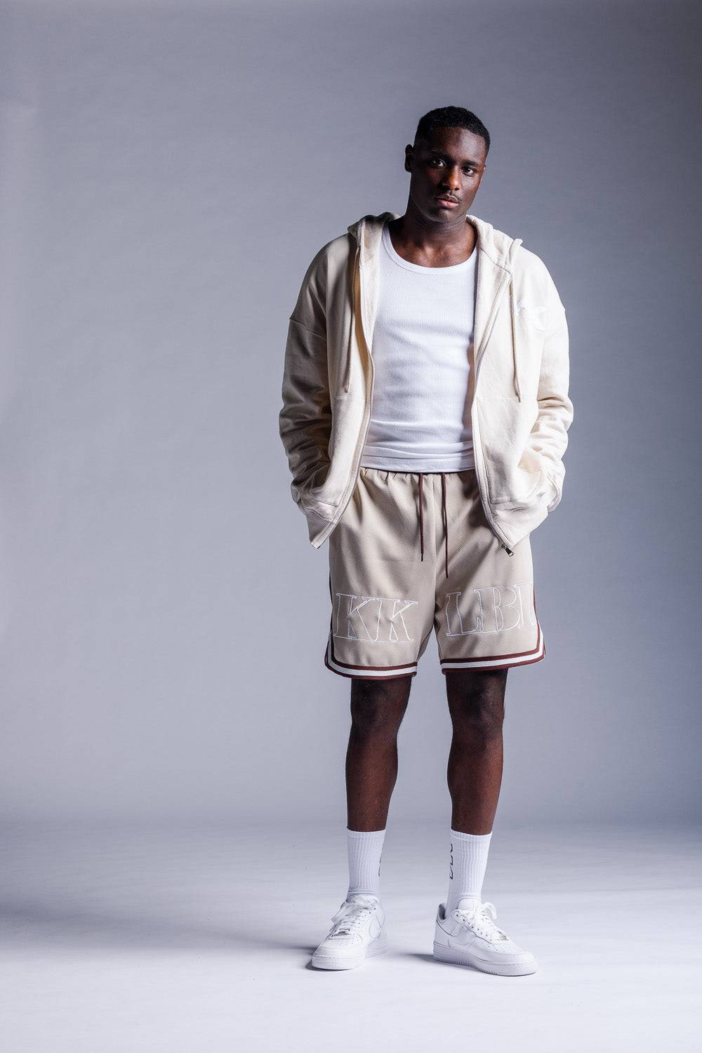 Karo Kauer Zipped Hoodie Beige Schlussverkauf