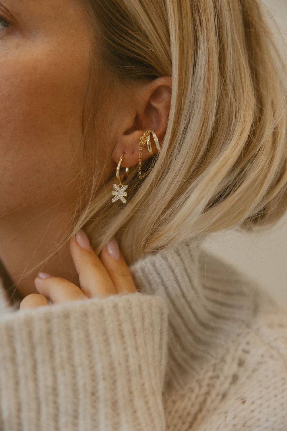 Karo Kauer PRE ORDER Logo Hoops Sparkle Gold Hotsell