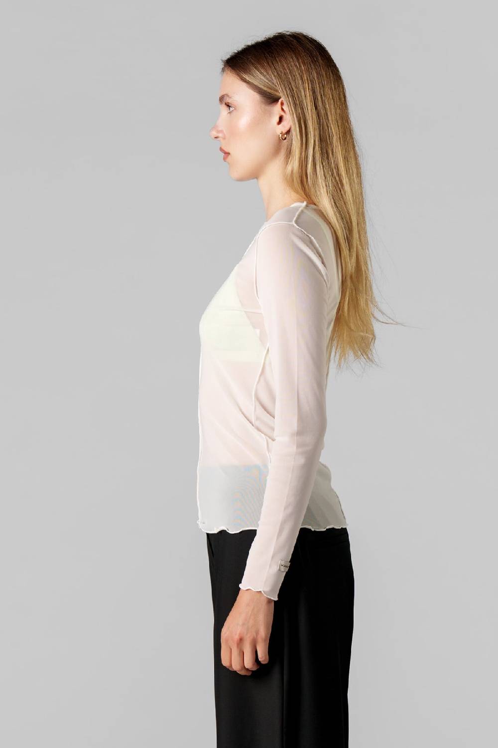 Karo Kauer Mesh Longsleeve Creme Hotsell