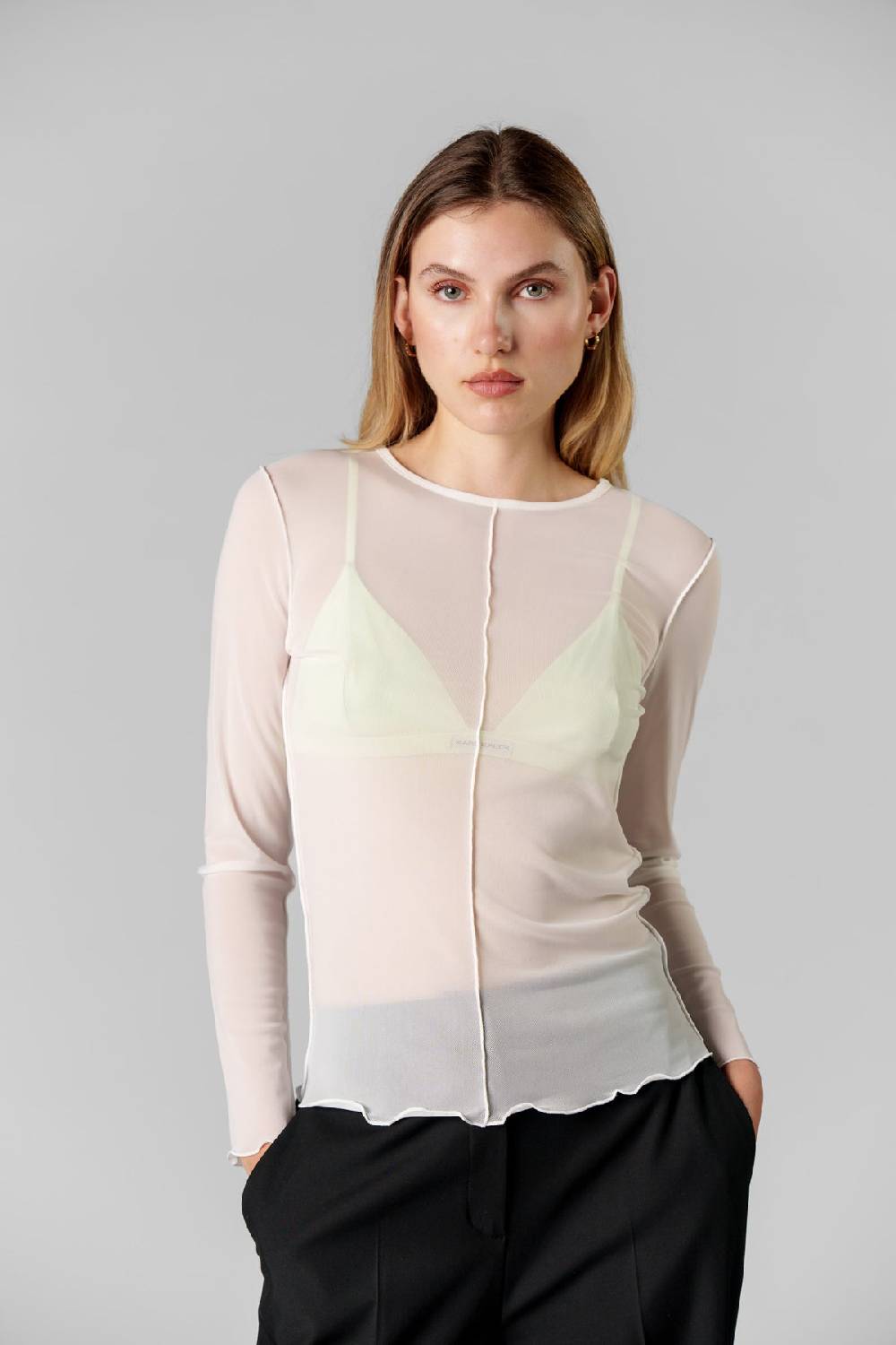 Karo Kauer Mesh Longsleeve Creme Hotsell