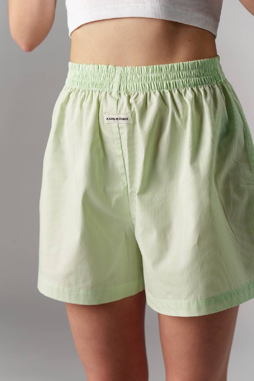 Karo Kauer Woven Shorts Striped Matcha Online