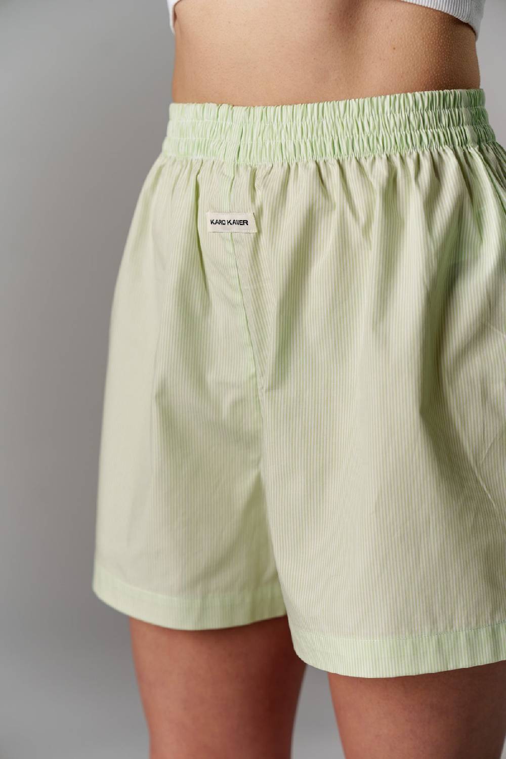 Karo Kauer Woven Shorts Striped Matcha Online