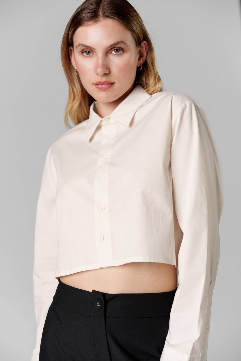 Karo Kauer Woven Blouse Cropped Creme Verkauf