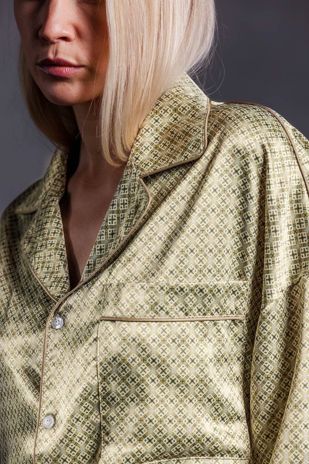 Karo Kauer Retro Shirt Khaki Verkauf
