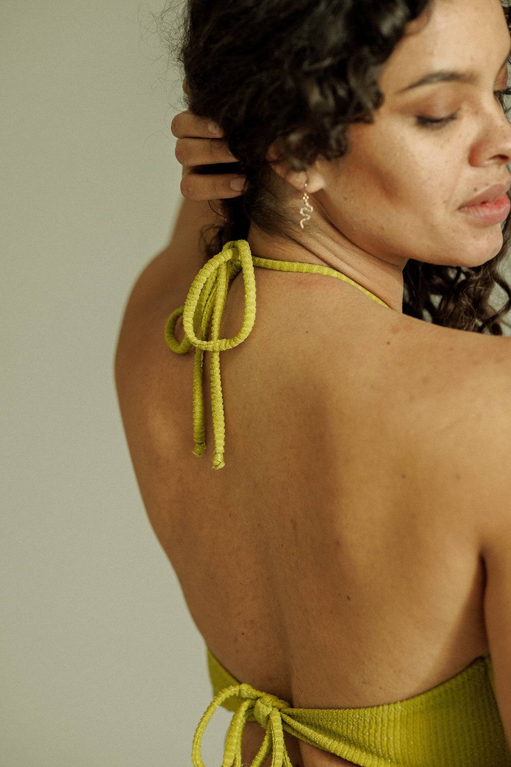 Karo Kauer Bikini Top Glitter Olive Schlussverkauf