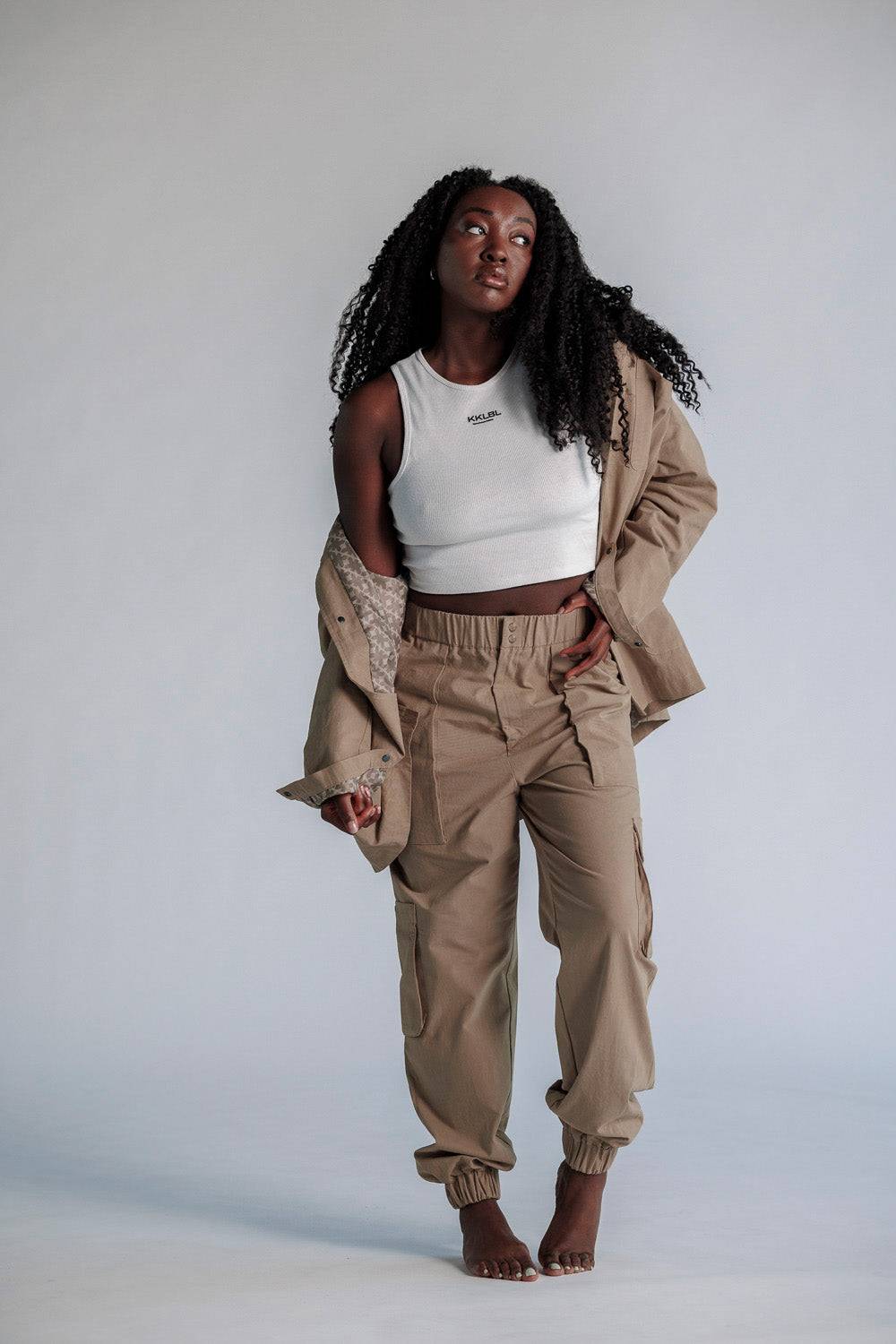 Karo Kauer Cargo Pants Mocca im Angebot