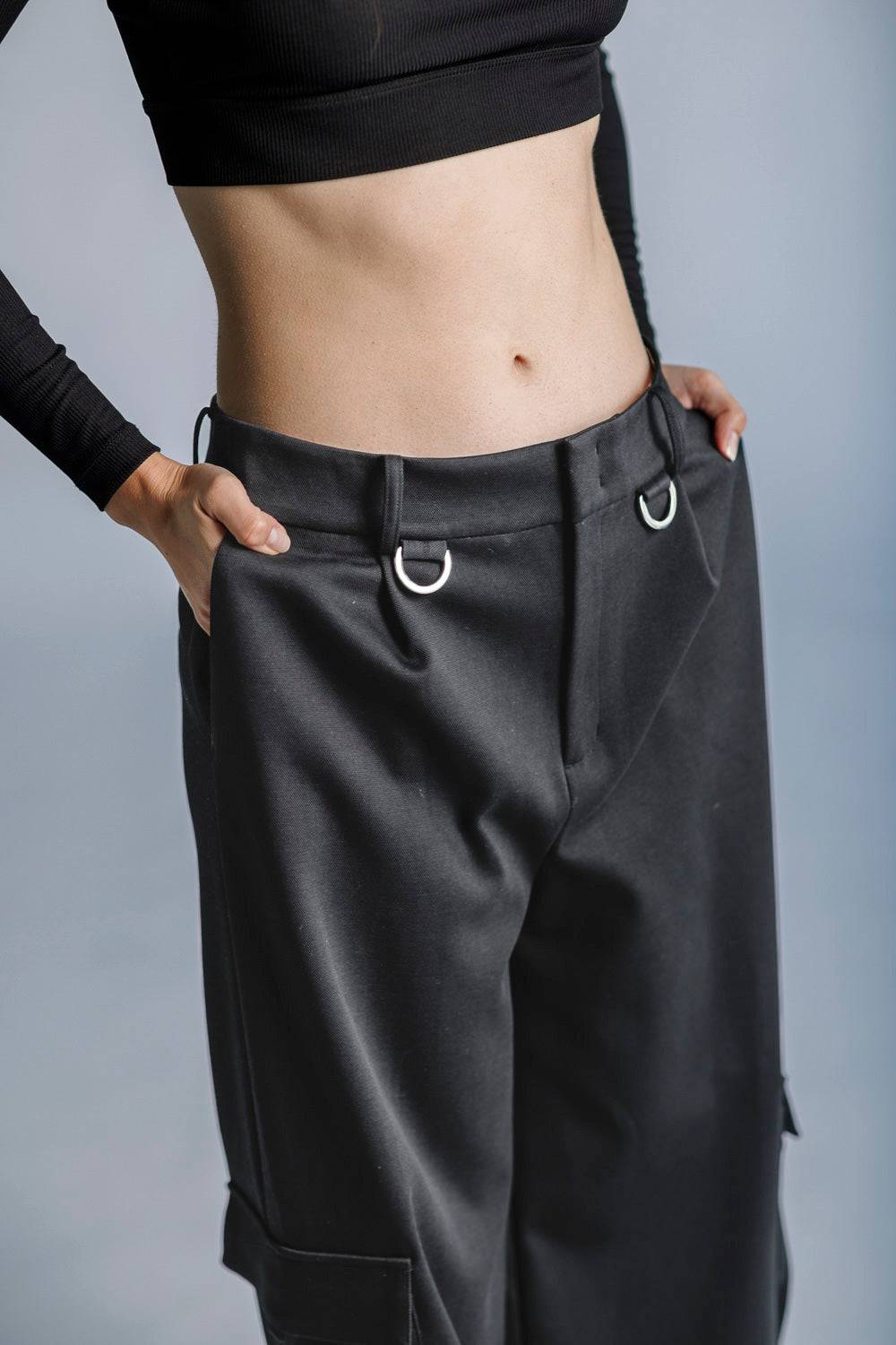 Karo Kauer Wide Leg Pants Dark Grey Günstiger Verkauf