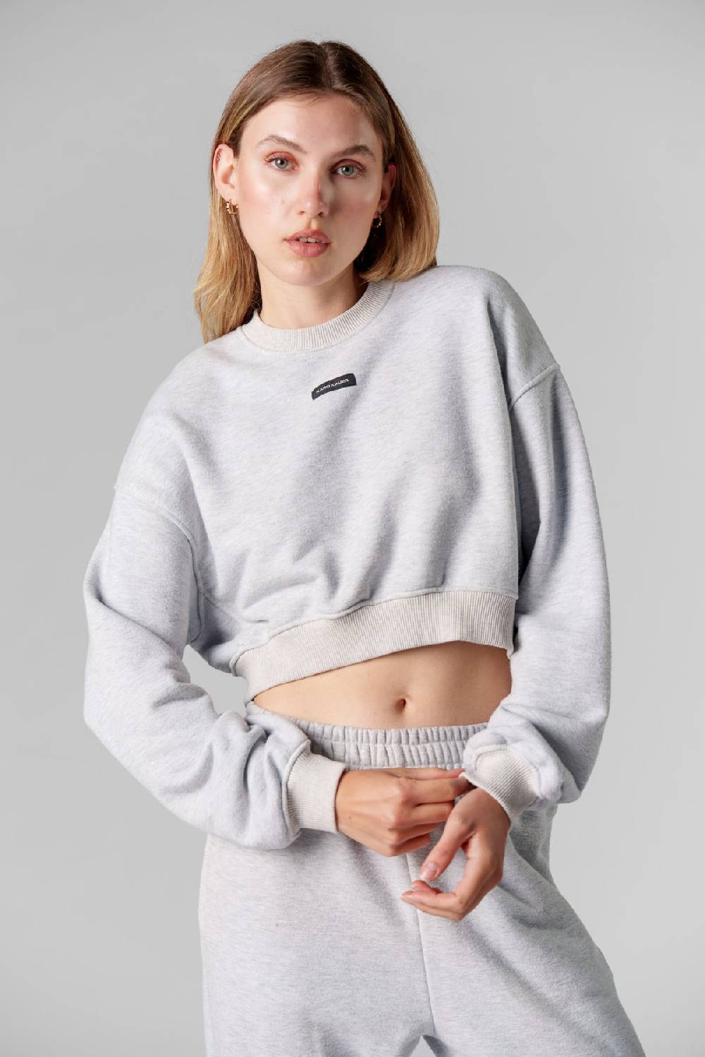 Karo Kauer Cropped Sweater Melange Verkauf
