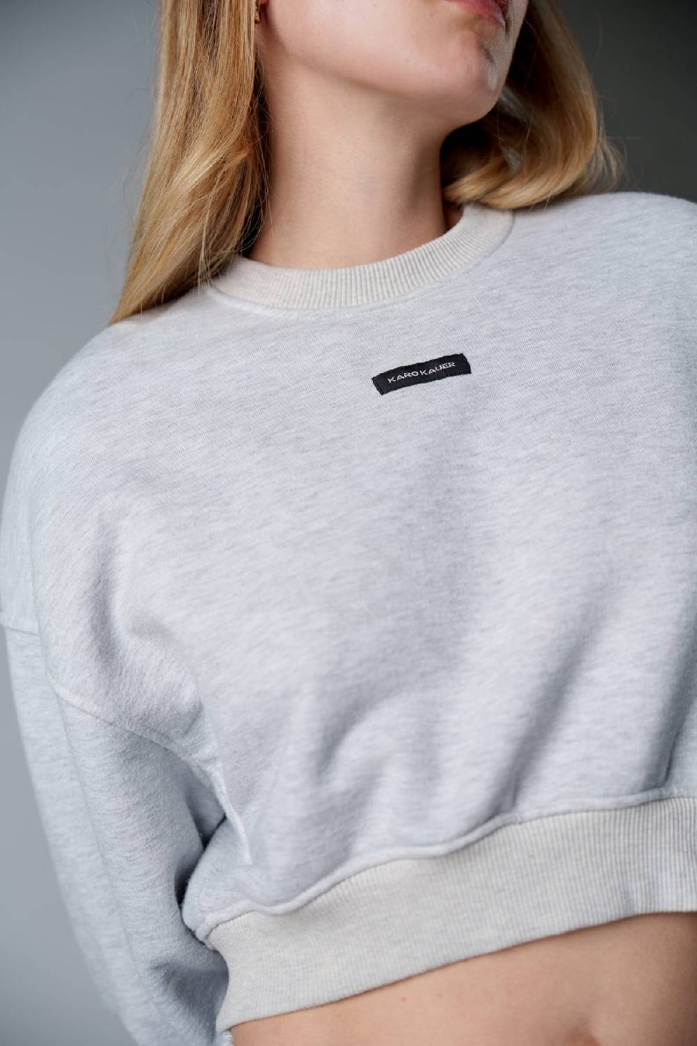 Karo Kauer Cropped Sweater Melange Verkauf