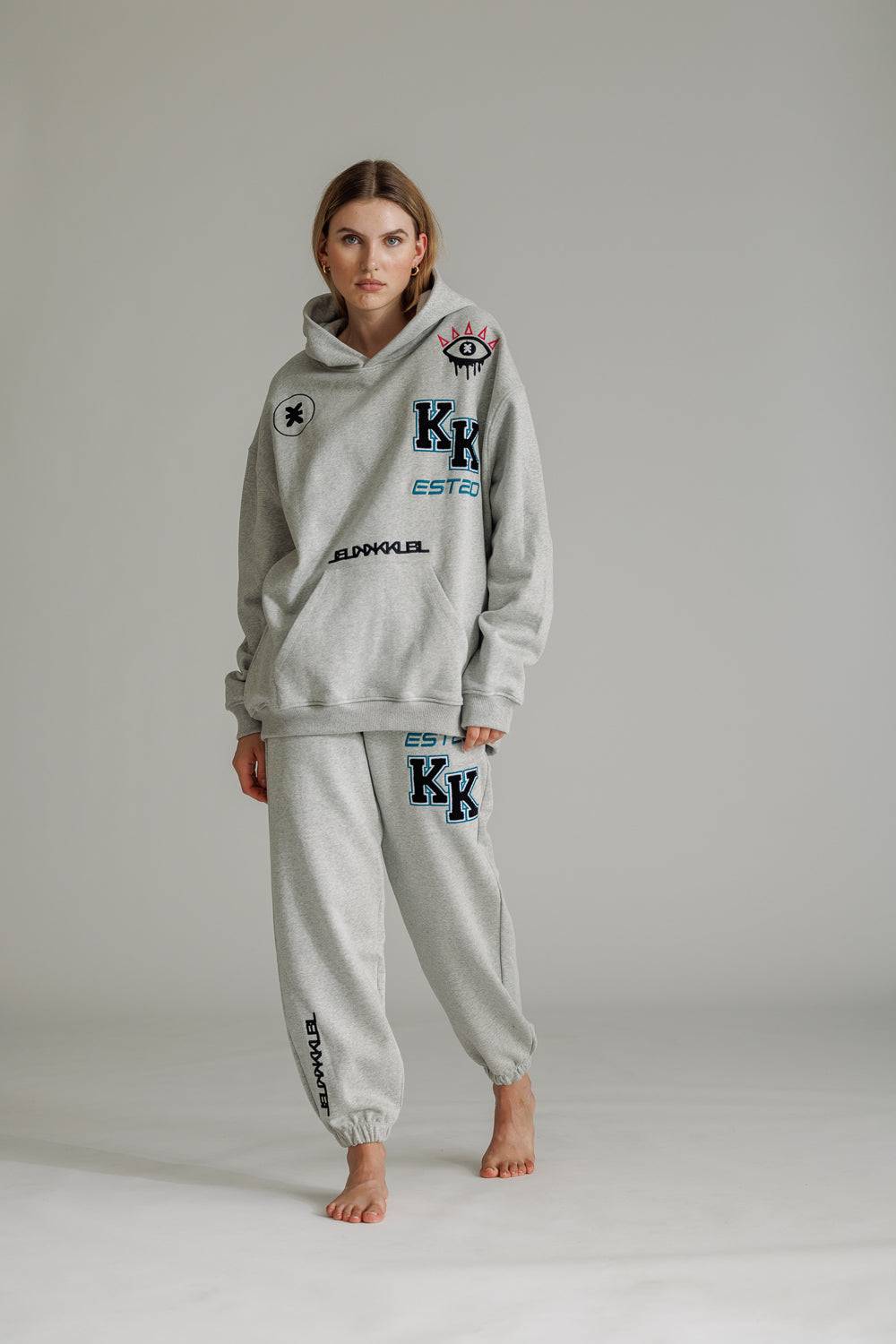 Karo Kauer Hoodie Grey Melange Auslauf