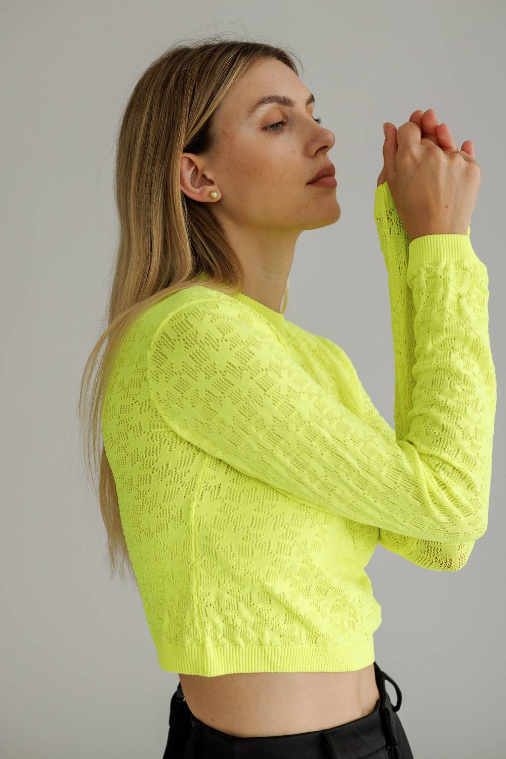 Karo Kauer Knit Shirt Cropped Neon Lime Schlussverkauf