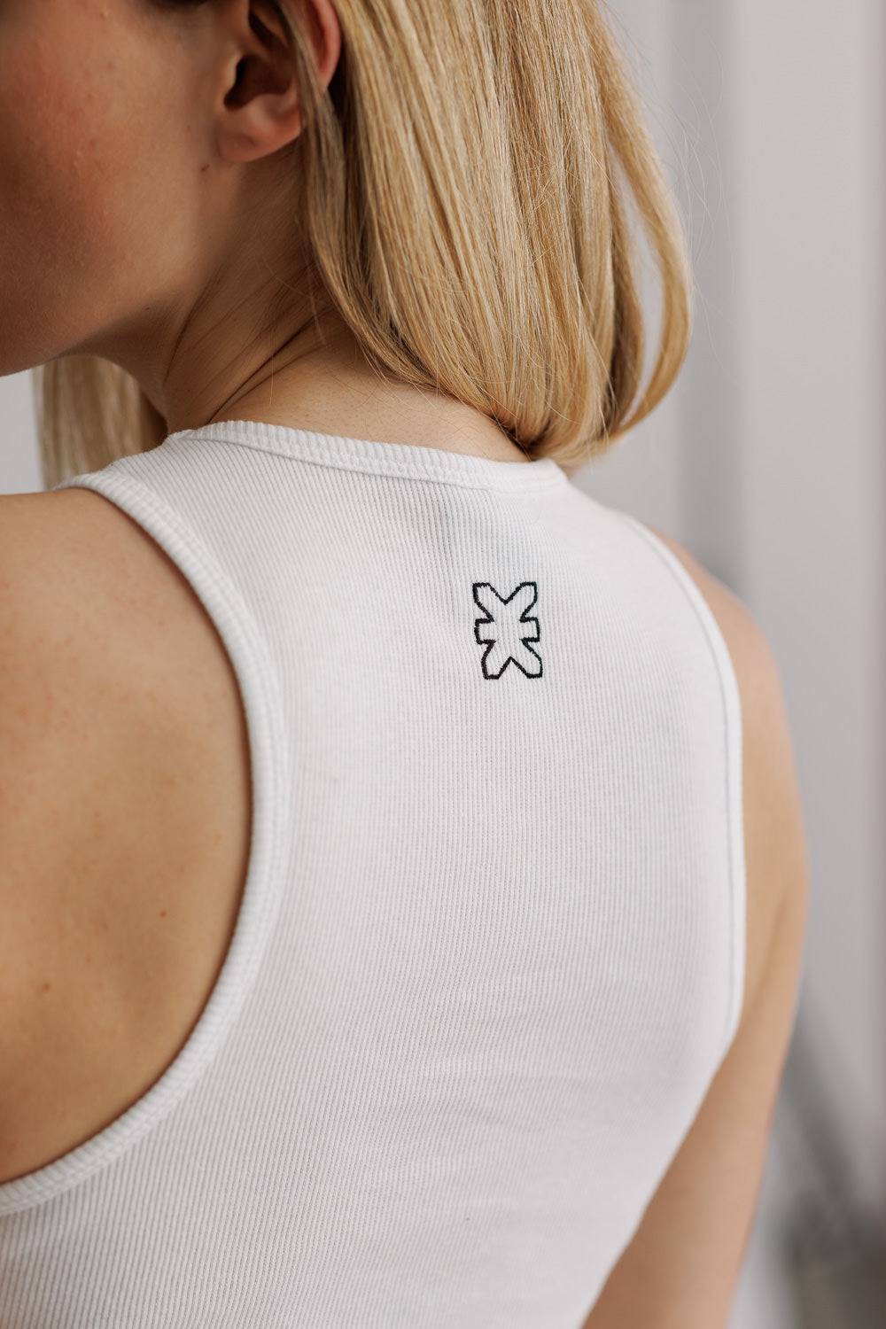 Karo Kauer Rib Top Basic White Fabrikverkauf