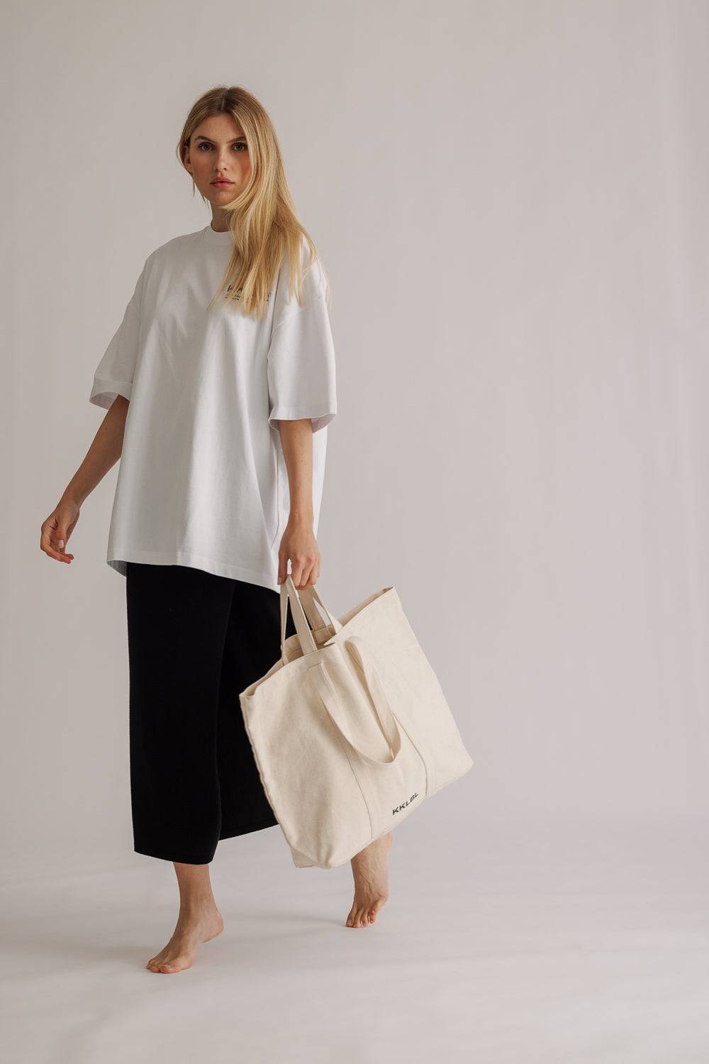Karo Kauer Canvas Bag Offwhite Günstiger Verkauf