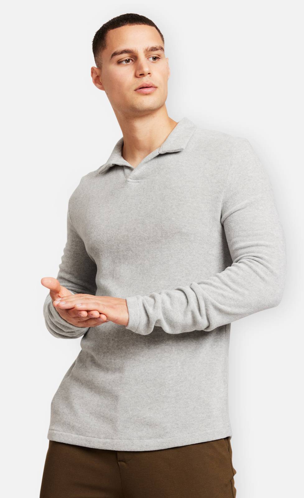 Kiefermann Tonin Langarm Poloshirt aus gebrushter Ware Verkauf
