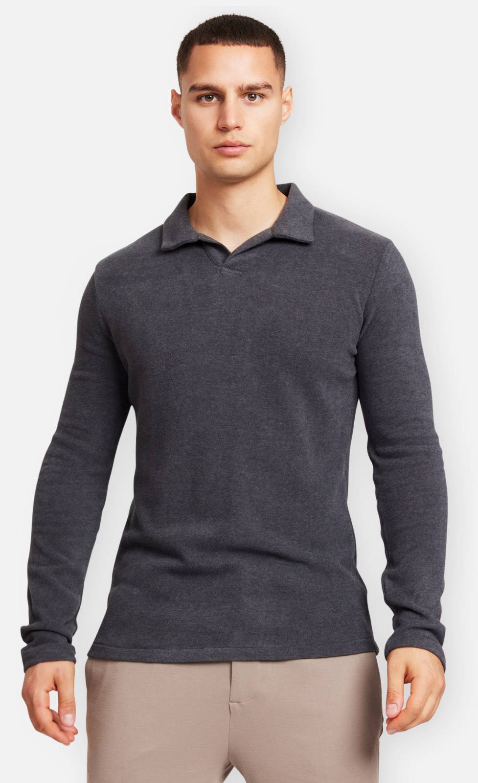 Kiefermann Tonin Langarm Poloshirt aus gebrushter Ware Verkauf