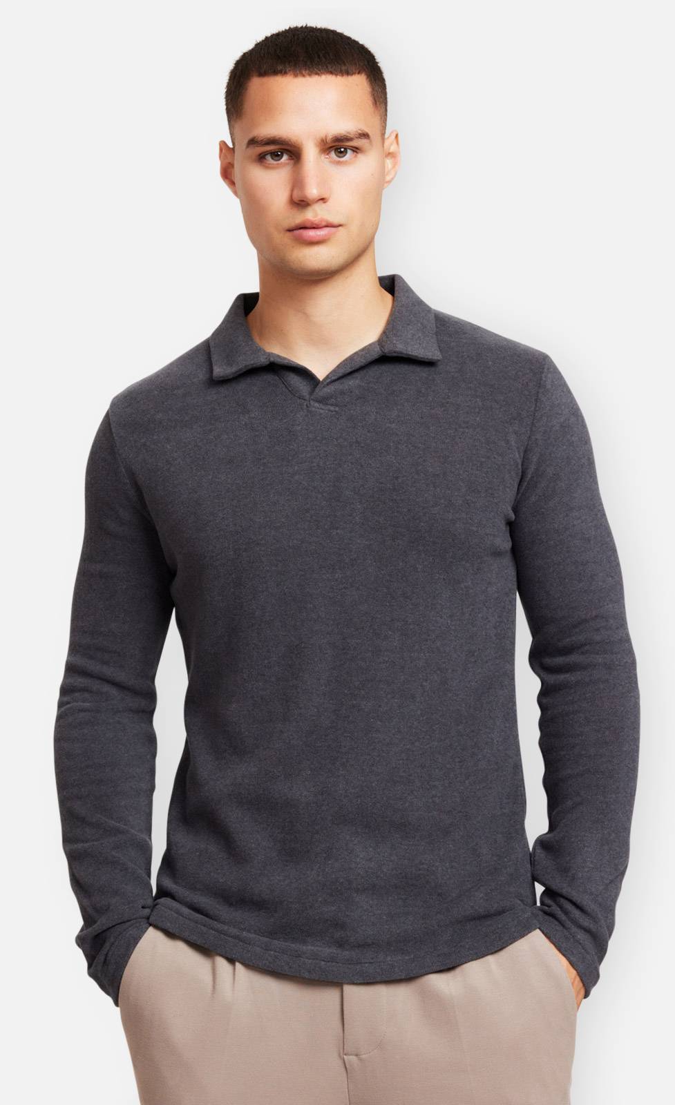 Kiefermann Tonin Langarm Poloshirt aus gebrushter Ware Verkauf