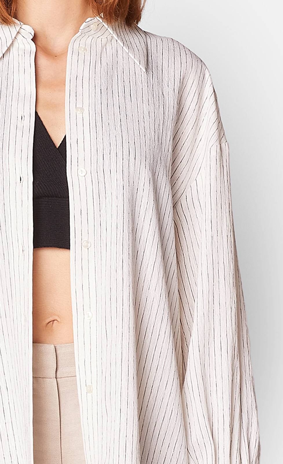 Kiefermann Cindy Gestreifte Longbluse in Crinkle-Optik im Angebot