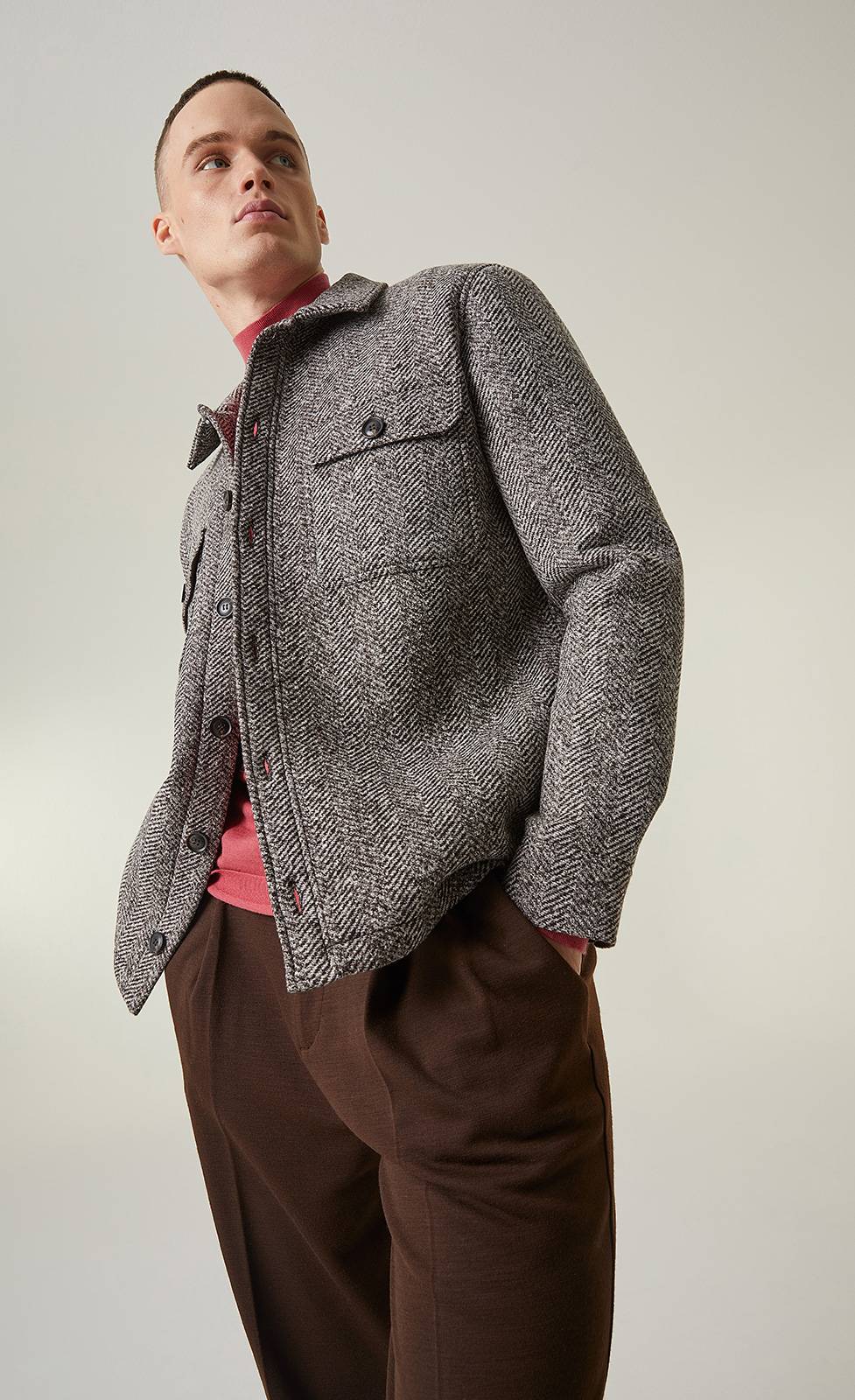 Kiefermann Klaus Gebondete Jacke mit Fischgrätmuster Outlet