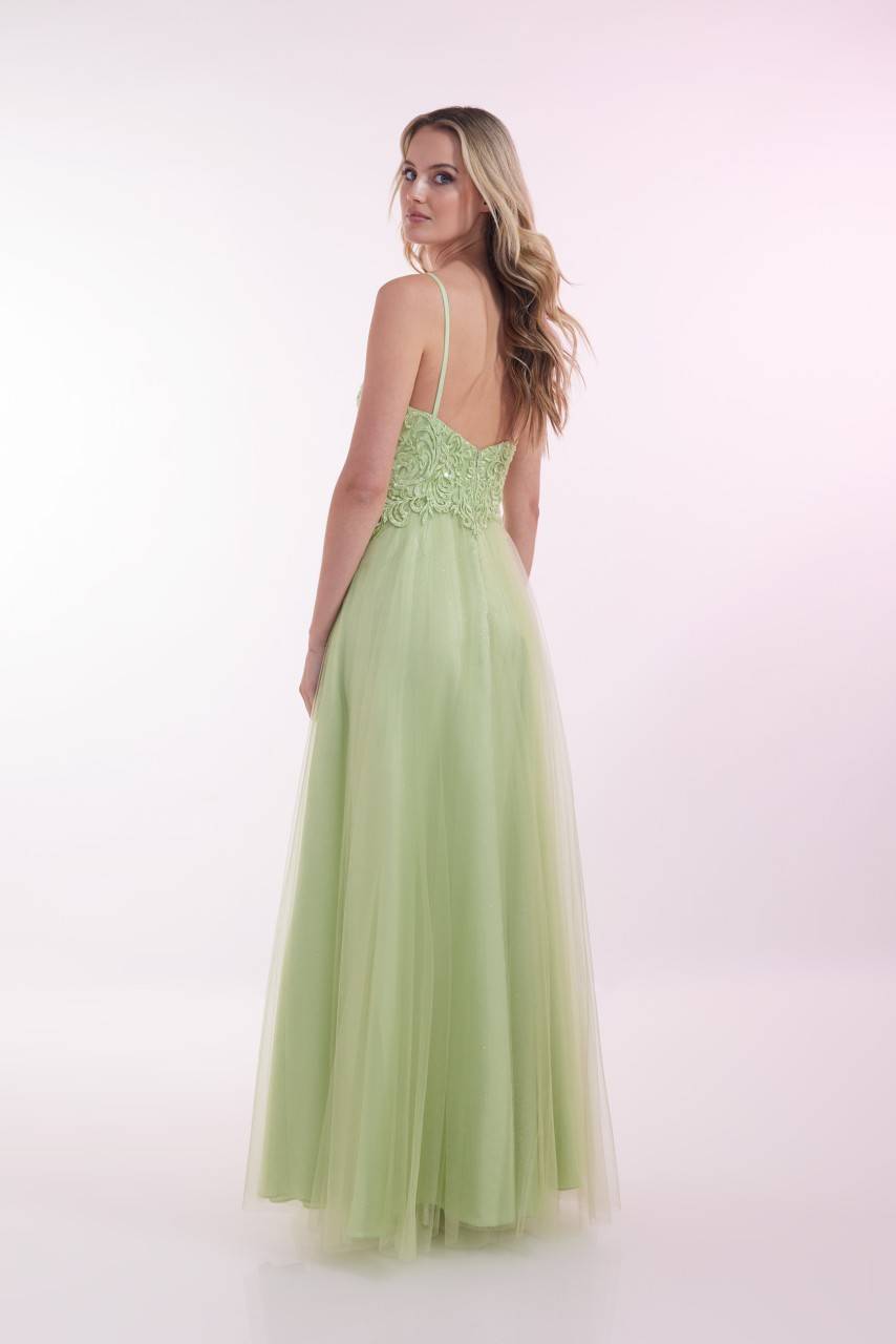 Laona NOBLE TULLE DRESS Besticktes Maxikleid mit V-Ausschnitt und Tüll-Einsatz Fabrikverkauf