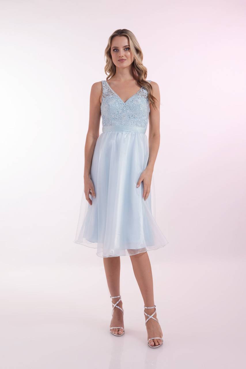 Laona SILKY SHINE DRESS Besticktes Midikleid mit V-Ausschnitt und Taillengürtel Online