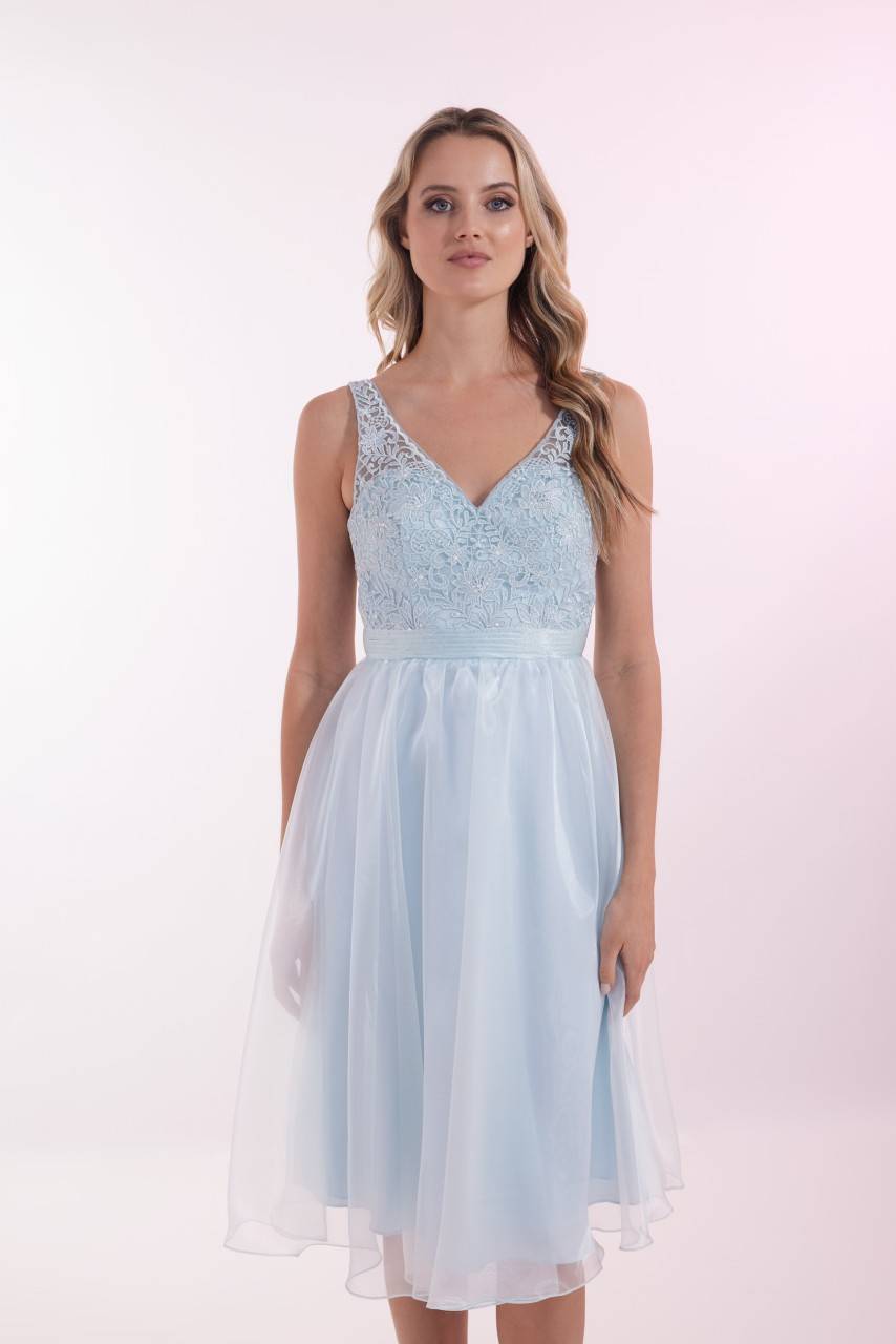 Laona SILKY SHINE DRESS Besticktes Midikleid mit V-Ausschnitt und Taillengürtel Online