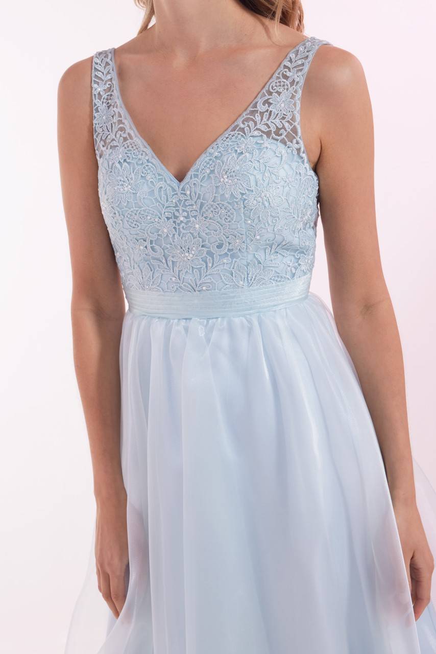 Laona SILKY SHINE DRESS Besticktes Midikleid mit V-Ausschnitt und Taillengürtel Online