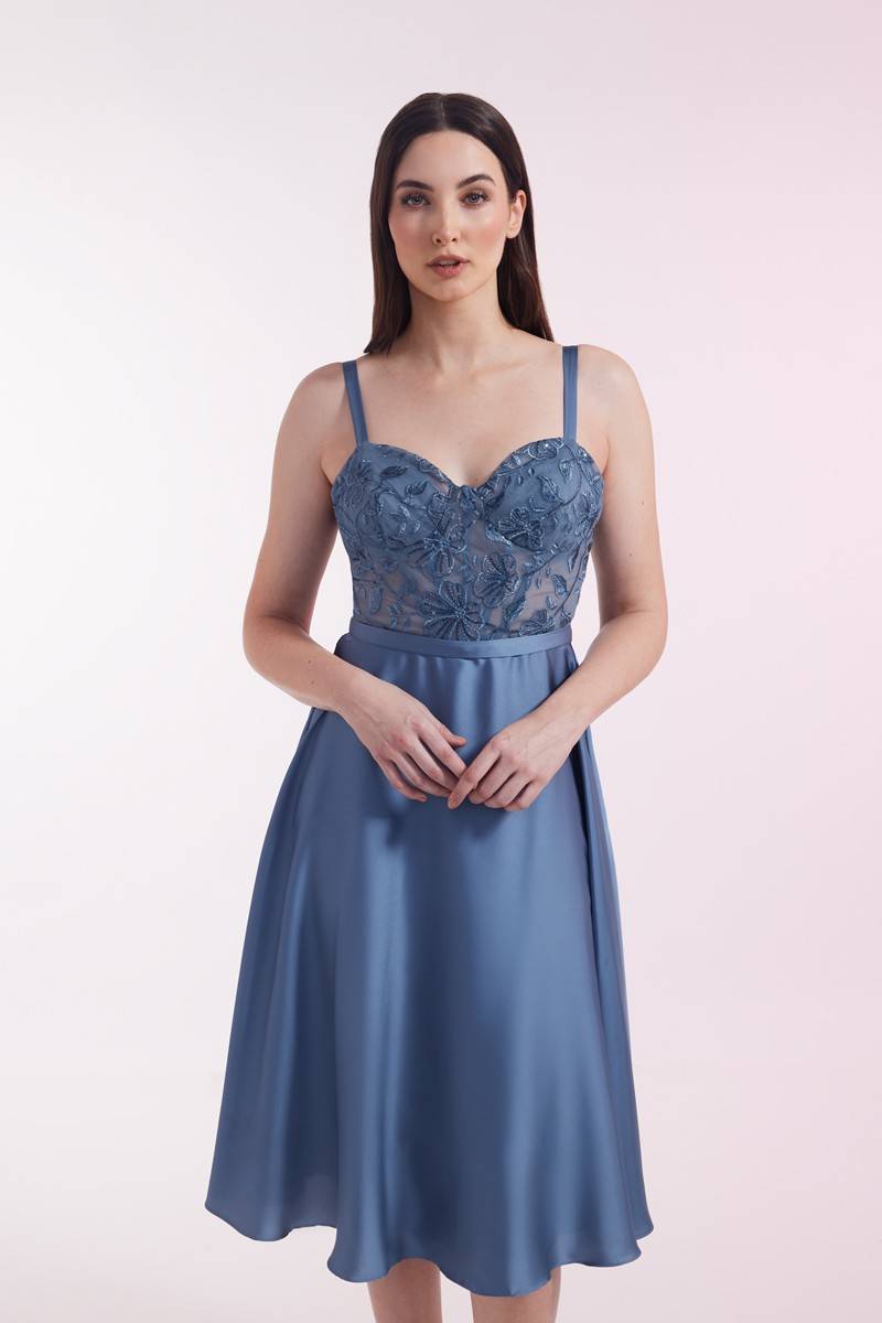 Laona PORTRAIT OF A LADY DRESS Besticktes Midikleid aus Satin Günstiger Verkauf