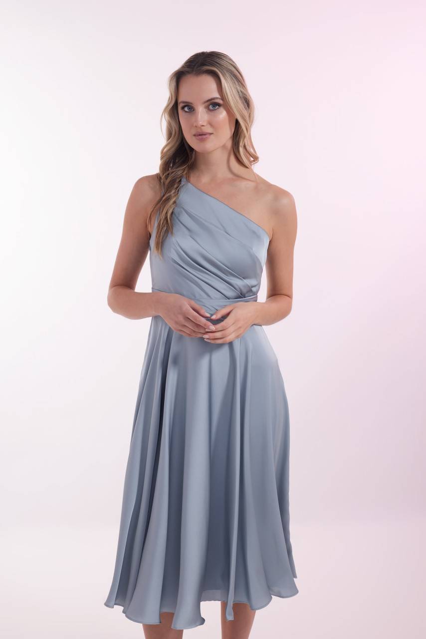 Laona SATIN DREAM DRESS One-Shoulder Midikleidmit Drapierungen im Angebot