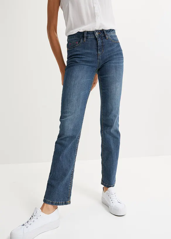 bonprix Straight Jeans Mid Waist, Stretch Verkauf