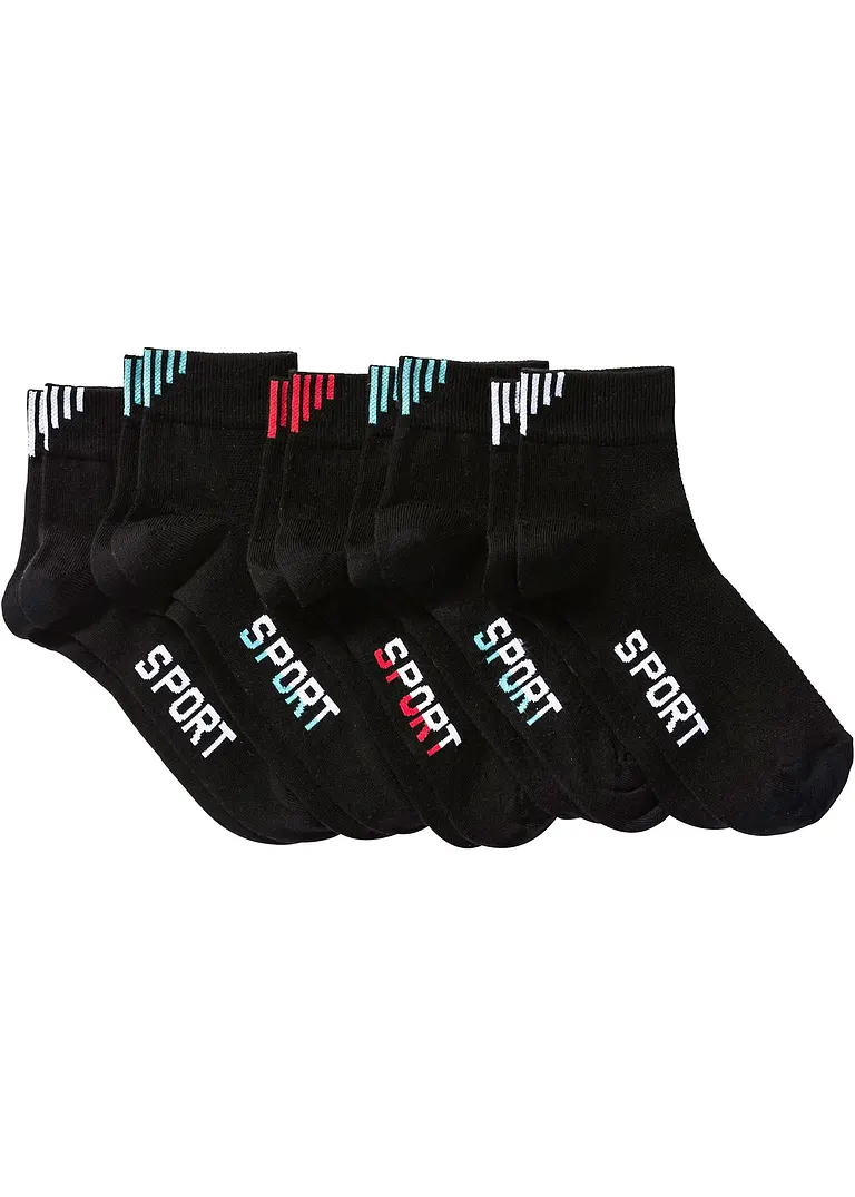 bonprix Sportsocken mit Schriftzug mit Bio-Baumwolle (5er Pack)