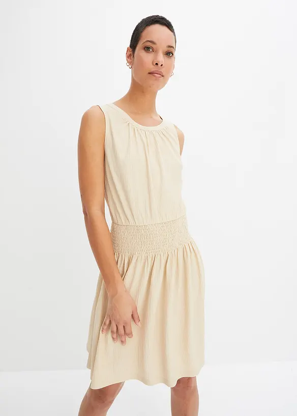 BODYFLIRT Jerseycrepe-Kleid mit Smockeinsatz Speichern exportieren