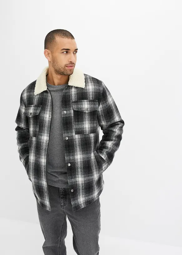 John Baner JEANSWEAR Hemdjacke mit Teddykragen Günstiger Verkauf