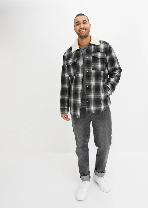 John Baner JEANSWEAR Hemdjacke mit Teddykragen Günstiger Verkauf