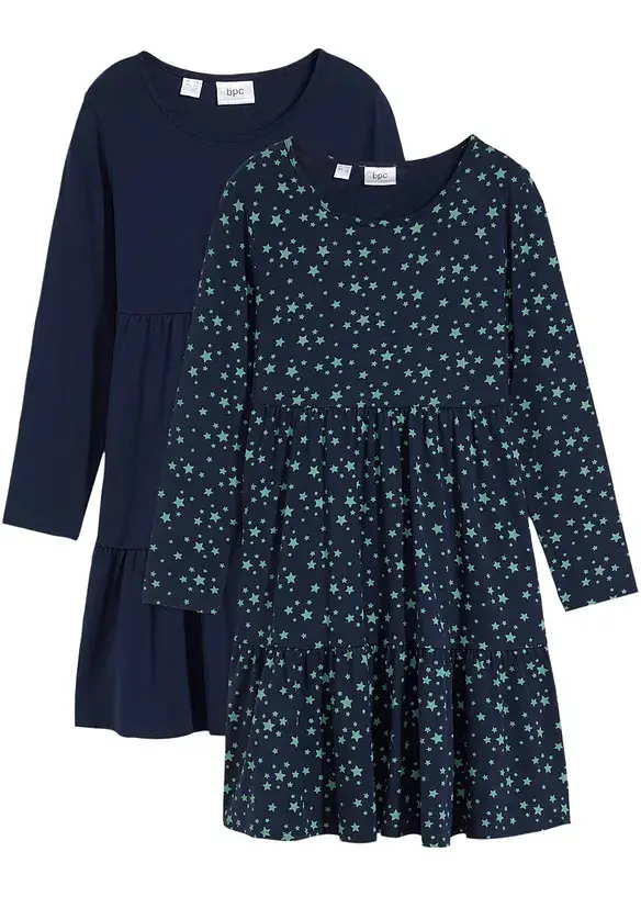 bpc bonprix collection Mädchen Jerseykleid mit Bio-Baumwolle (2er Pack) Black Friday Preise