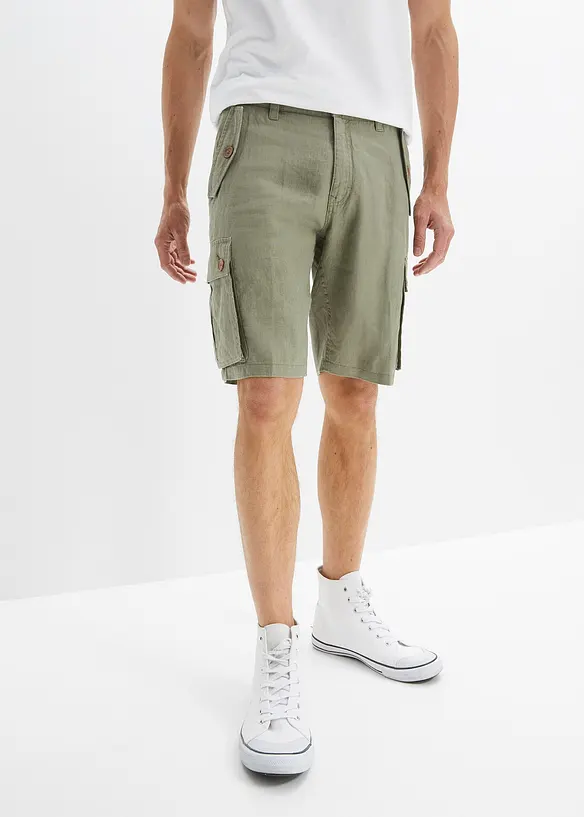 John Baner JEANSWEAR Cargo-Bermuda aus Leinen, Loose Fit Bis zu 50% Rabatt