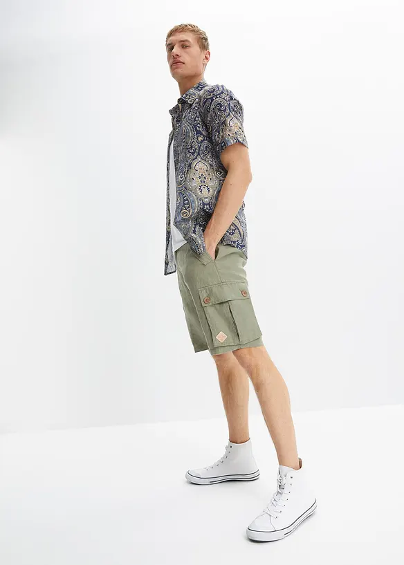 John Baner JEANSWEAR Cargo-Bermuda aus Leinen, Loose Fit Bis zu 50% Rabatt