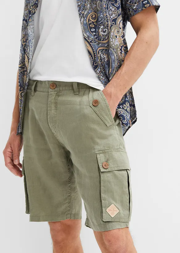 John Baner JEANSWEAR Cargo-Bermuda aus Leinen, Loose Fit Bis zu 50% Rabatt