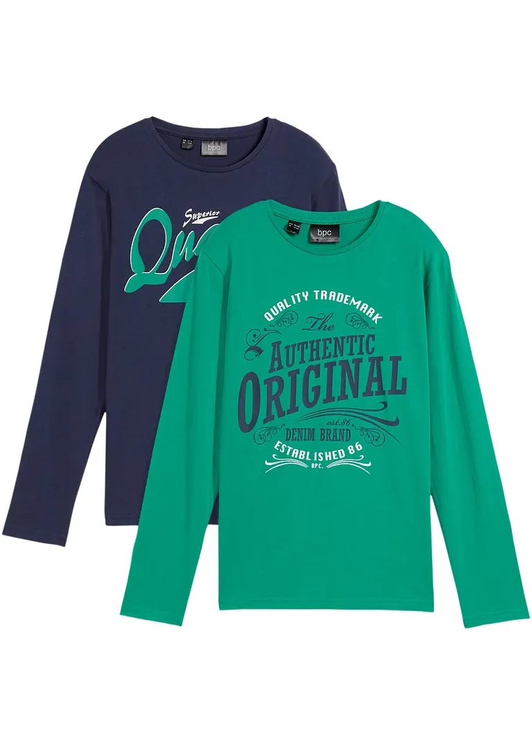 bpc bonprix collection Jungen Langarmshirt aus Bio Baumwolle (2er Pack) Letzte 2 Tage