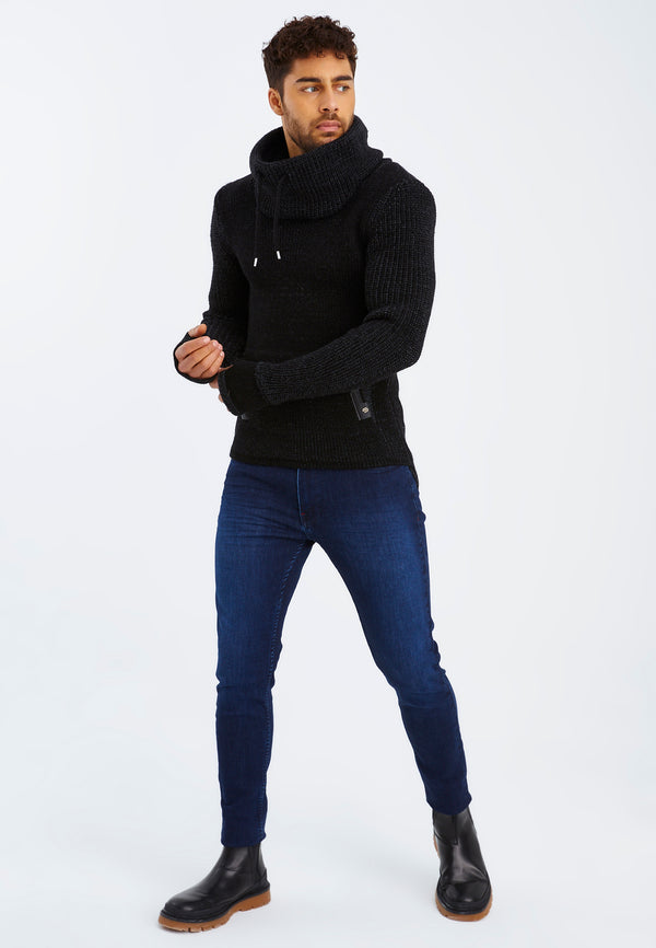 Leif Nelson Strickpullover Grobstrick mit Schalkragen Fabrikverkauf