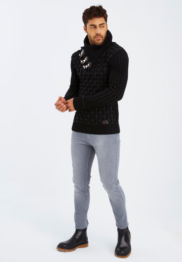 Leif Nelson Strickpullover Grobstrick mit Schalkragen Auslauf