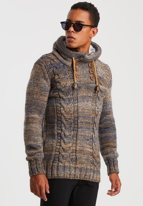 Leif Nelson Strickpullover Grobstrick mit Kapuze