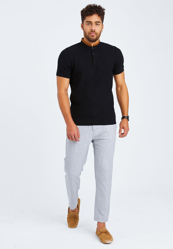 Leif Nelson T-Shirt Feinstrick mit Stehkragen im Angebot
