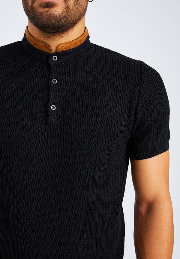 Leif Nelson T-Shirt Feinstrick mit Stehkragen im Angebot