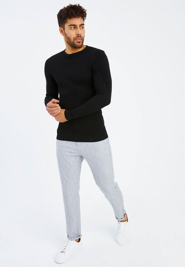 Leif Nelson Strickpullover Feinstrick Rundhals Auslauf