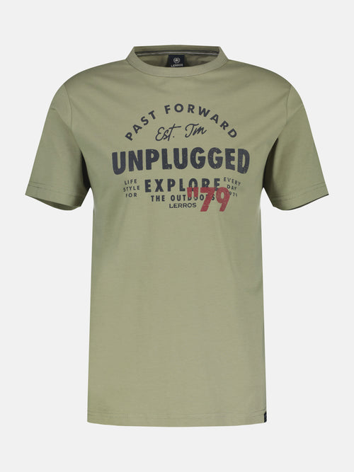 Lerros Unifarbenes T-Shirt mit Print Auslauf