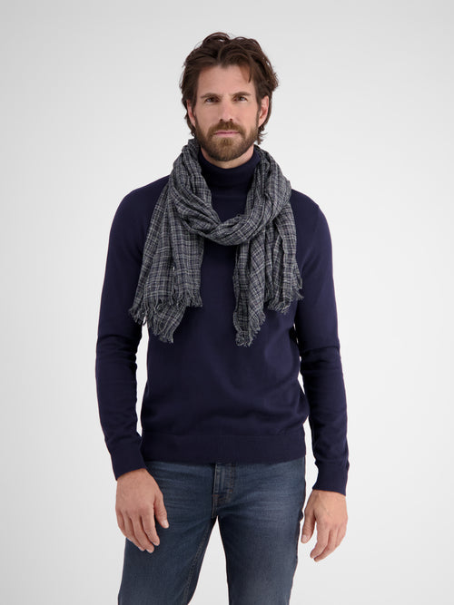 Lerros Schal mit kleinem Karomuster in Knitteroptik Fabrikverkauf