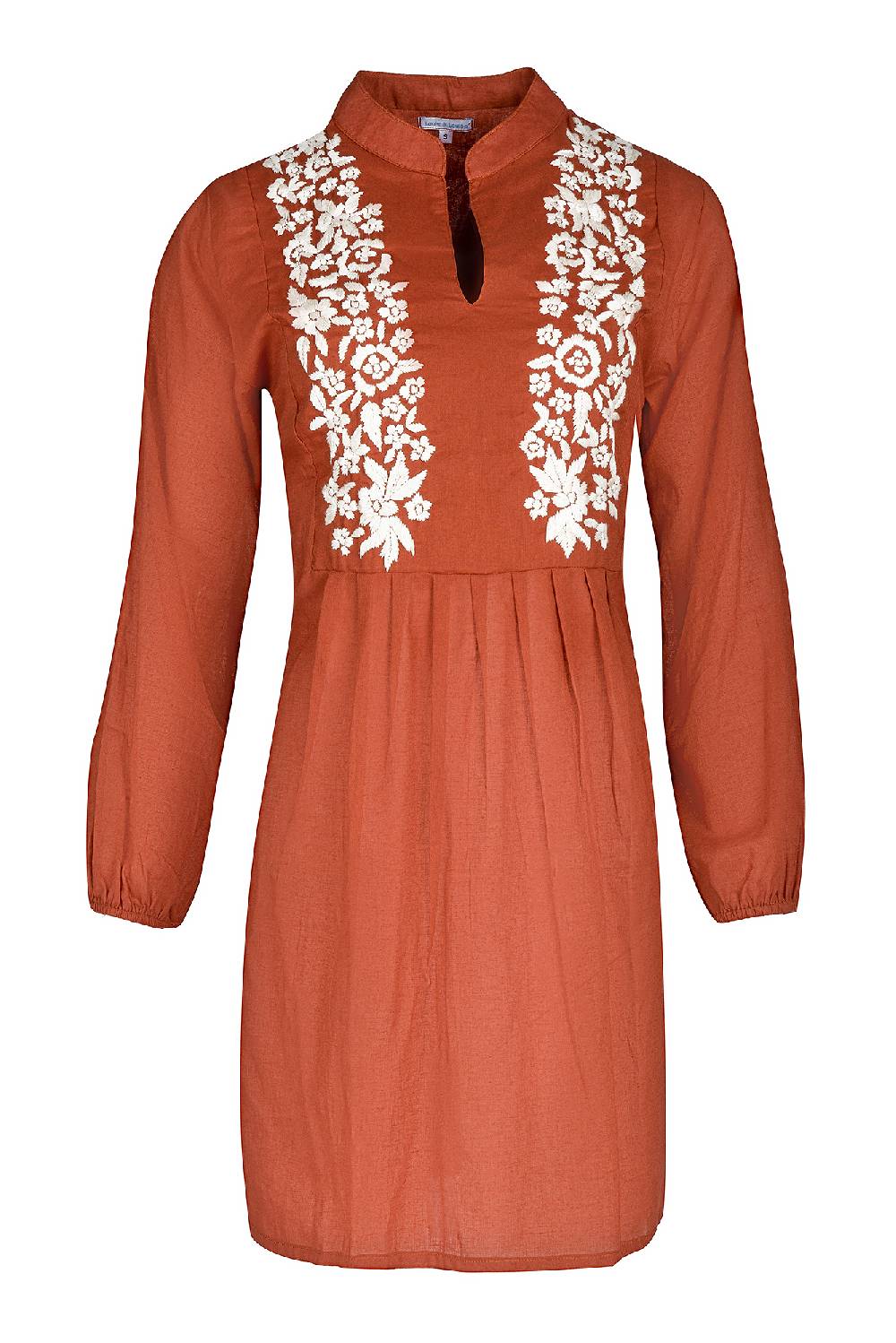 Louis & Louisa Tunika handbestickt V-Schnitt, Damen, rust / beige Blitzverkäufe