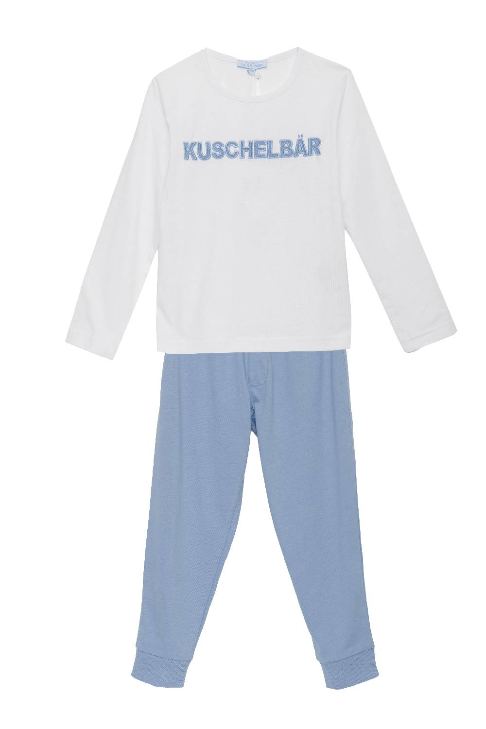 Louis & Louisa Pyjama Jungs Bündchen "Kuschelbär", weiß/blau Angebote
