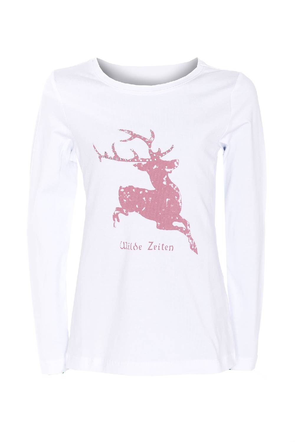 Louis & Louisa Hirsch Camouflage, Kindershirt weiß rose, langarm im Angebot